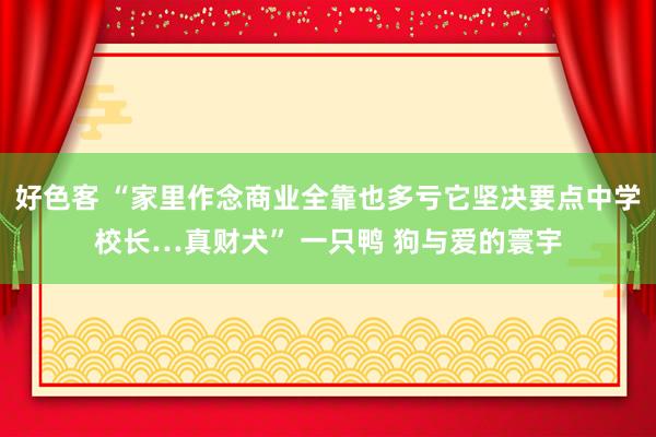 好色客 “家里作念商业全靠也多亏它坚决要点中学校长…真财犬” 一只鸭 狗与爱的寰宇