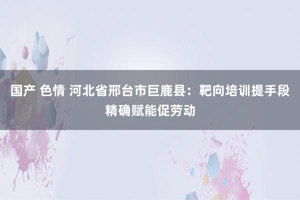 国产 色情 河北省邢台市巨鹿县：靶向培训提手段精确赋能促劳动