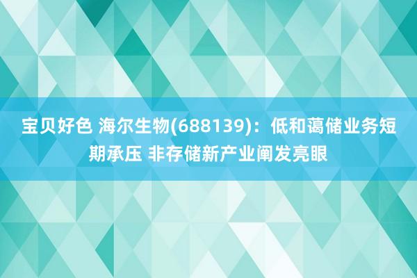 宝贝好色 海尔生物(688139)：低和蔼储业务短期承压 非存储新产业阐发亮眼