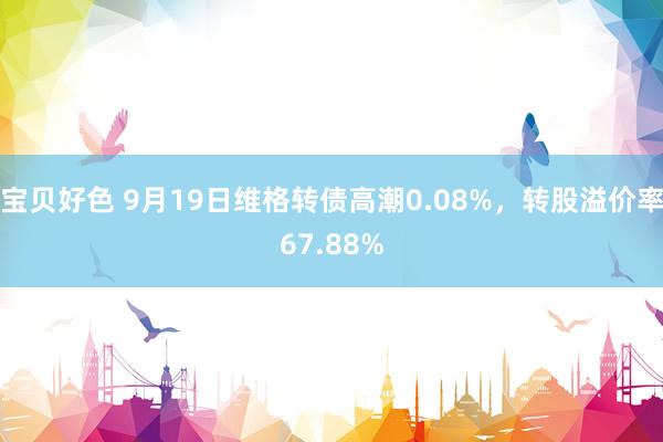 宝贝好色 9月19日维格转债高潮0.08%，转股溢价率67.88%