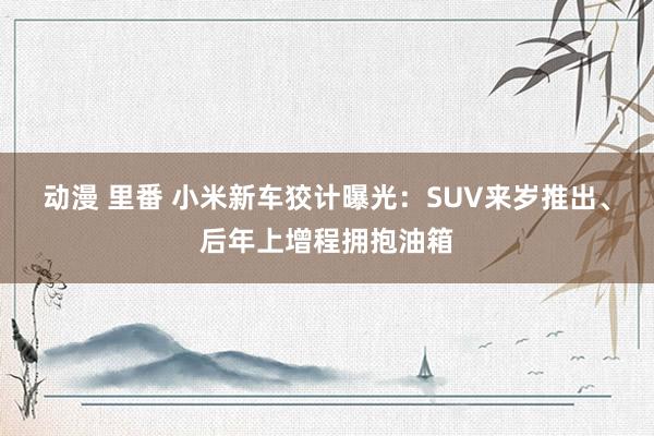 动漫 里番 小米新车狡计曝光：SUV来岁推出、后年上增程拥抱油箱