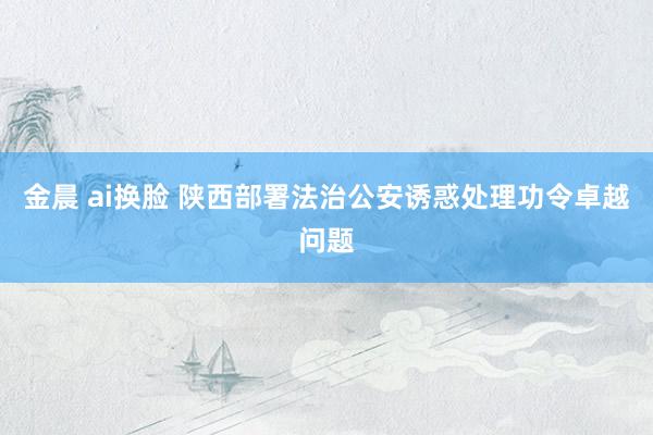 金晨 ai换脸 陕西部署法治公安诱惑处理功令卓越问题