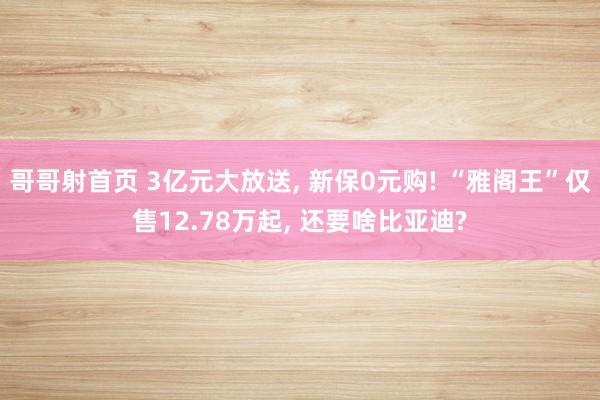 哥哥射首页 3亿元大放送， 新保0元购! “雅阁王”仅售12.78万起， 还要啥比亚迪?