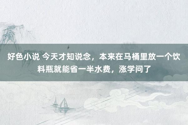 好色小说 今天才知说念，本来在马桶里放一个饮料瓶就能省一半水费，涨学问了