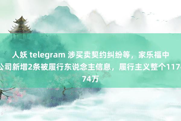 人妖 telegram 涉买卖契约纠纷等，家乐福中国公司新增2条被履行东说念主信息，履行主义整个1174万