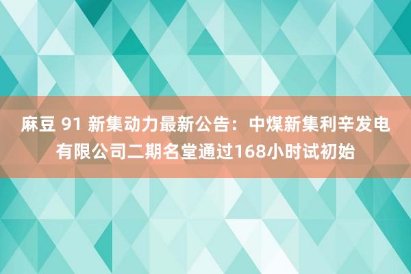 麻豆 91 新集动力最新公告：中煤新集利辛发电有限公司二期名堂通过168小时试初始