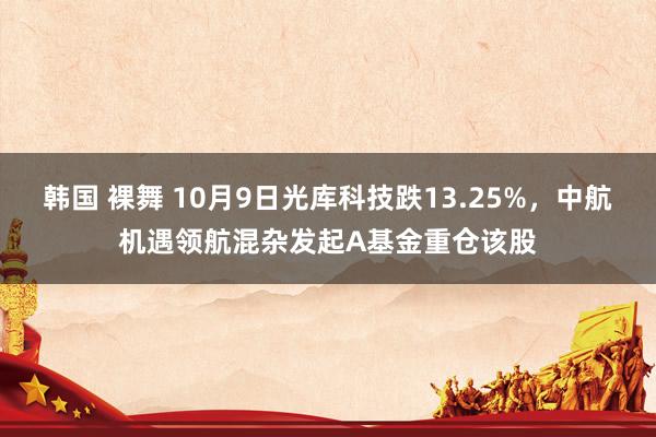 韩国 裸舞 10月9日光库科技跌13.25%，中航机遇领航混杂发起A基金重仓该股