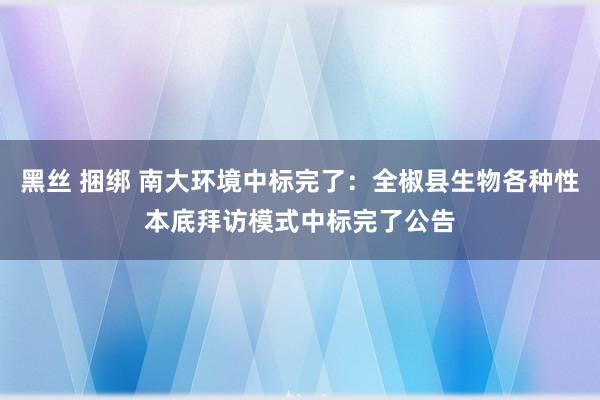 黑丝 捆绑 南大环境中标完了：全椒县生物各种性本底拜访模式中标完了公告