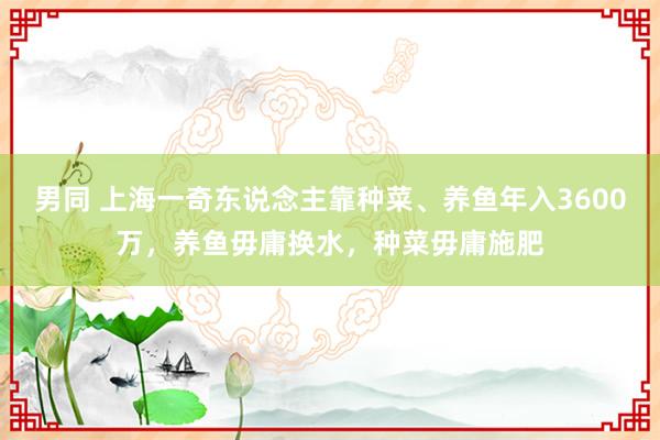 男同 上海一奇东说念主靠种菜、养鱼年入3600万，养鱼毋庸换水，种菜毋庸施肥