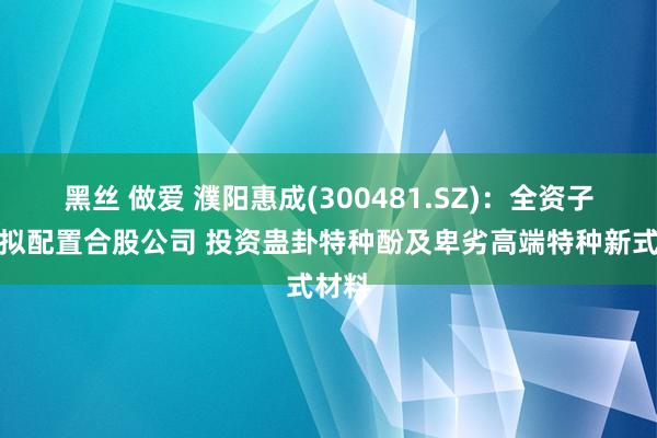 黑丝 做爱 濮阳惠成(300481.SZ)：全资子公司拟配置合股公司 投资蛊卦特种酚及卑劣高端特种新式材料