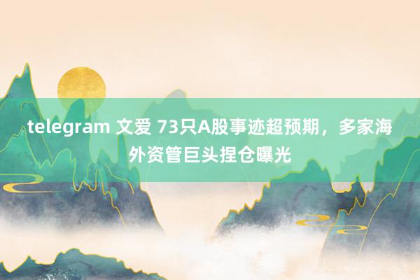 telegram 文爱 73只A股事迹超预期，多家海外资管巨头捏仓曝光