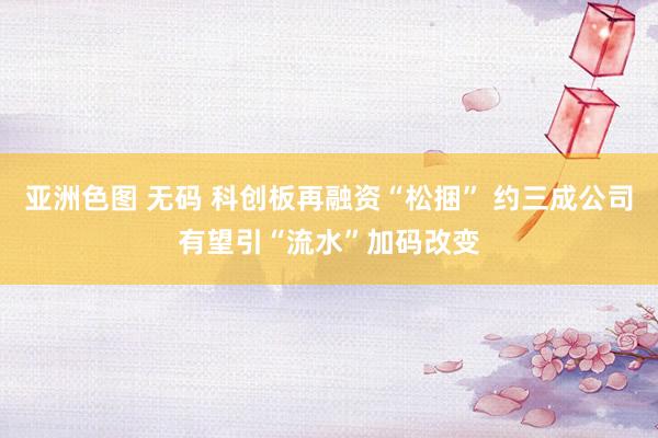 亚洲色图 无码 科创板再融资“松捆” 约三成公司有望引“流水”加码改变