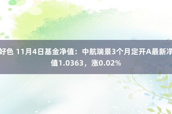 好色 11月4日基金净值：中航瑞景3个月定开A最新净值1.0363，涨0.02%