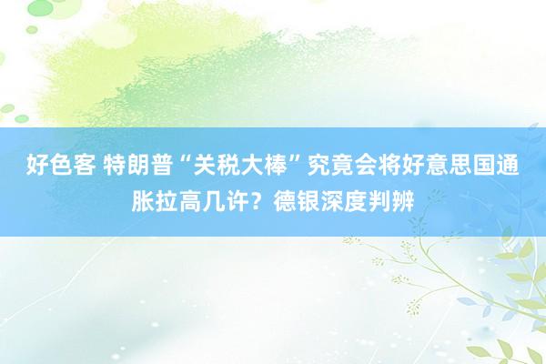 好色客 特朗普“关税大棒”究竟会将好意思国通胀拉高几许？德银深度判辨