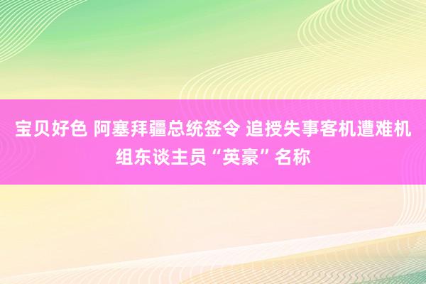 宝贝好色 阿塞拜疆总统签令 追授失事客机遭难机组东谈主员“英豪”名称