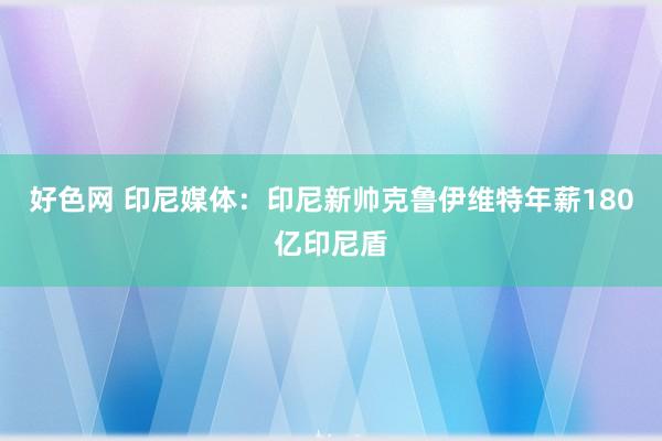 好色网 印尼媒体：印尼新帅克鲁伊维特年薪180亿印尼盾