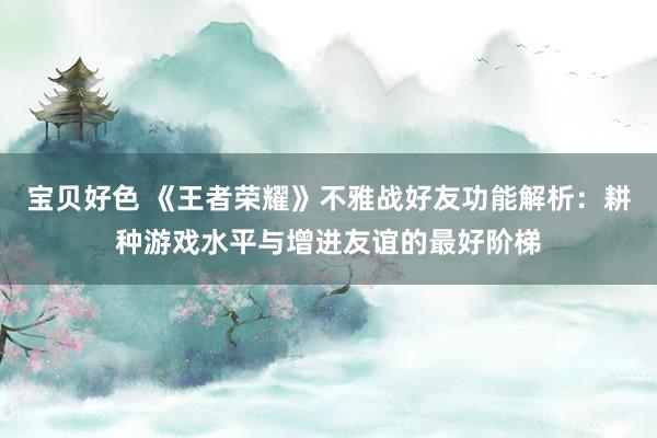 宝贝好色 《王者荣耀》不雅战好友功能解析：耕种游戏水平与增进友谊的最好阶梯