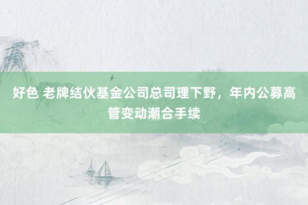 好色 老牌结伙基金公司总司理下野，年内公募高管变动潮合手续